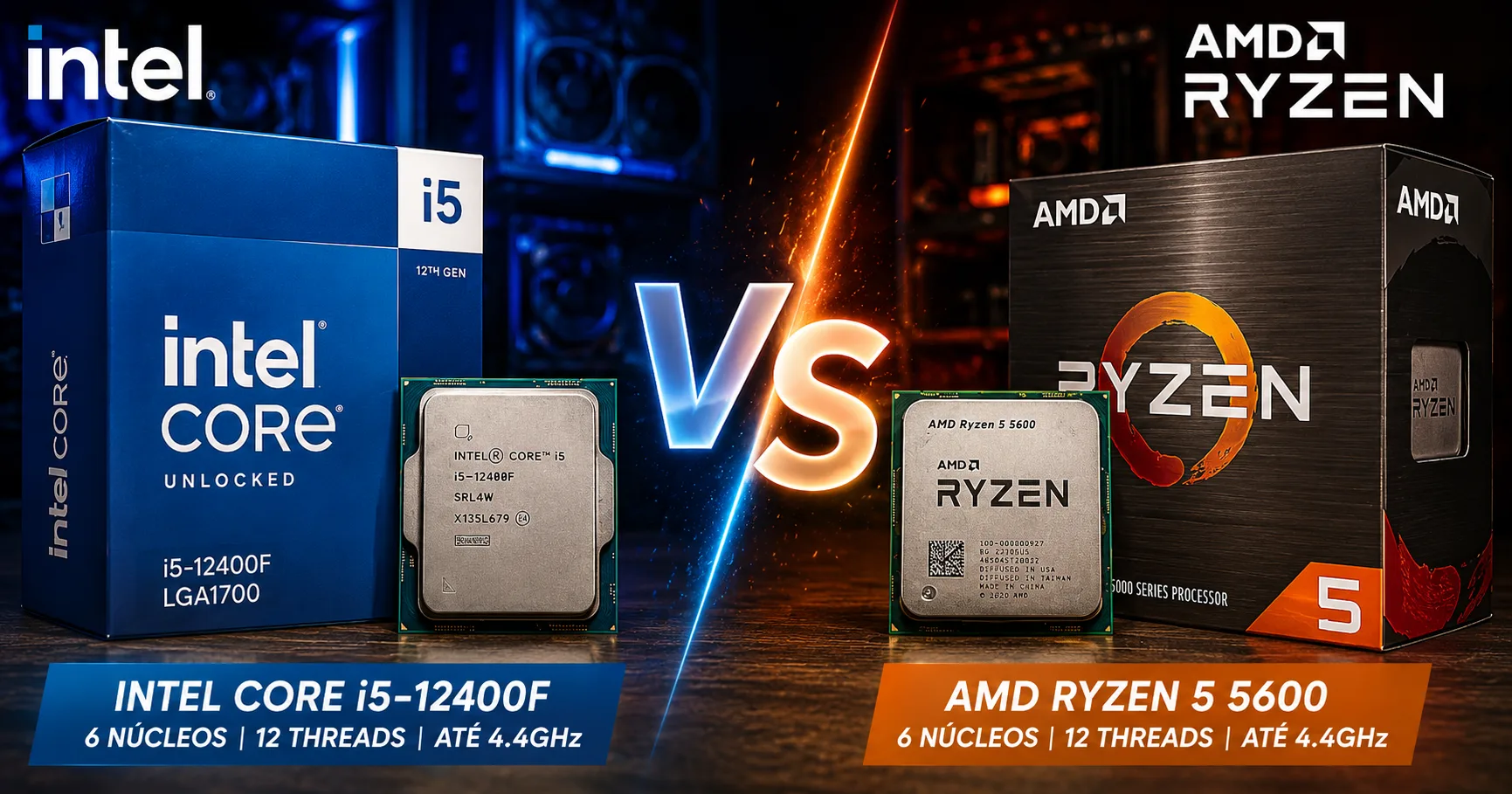 Ryzen 5 5600 vs Core i5-12400F: qual é melhor para jogos em 2026?