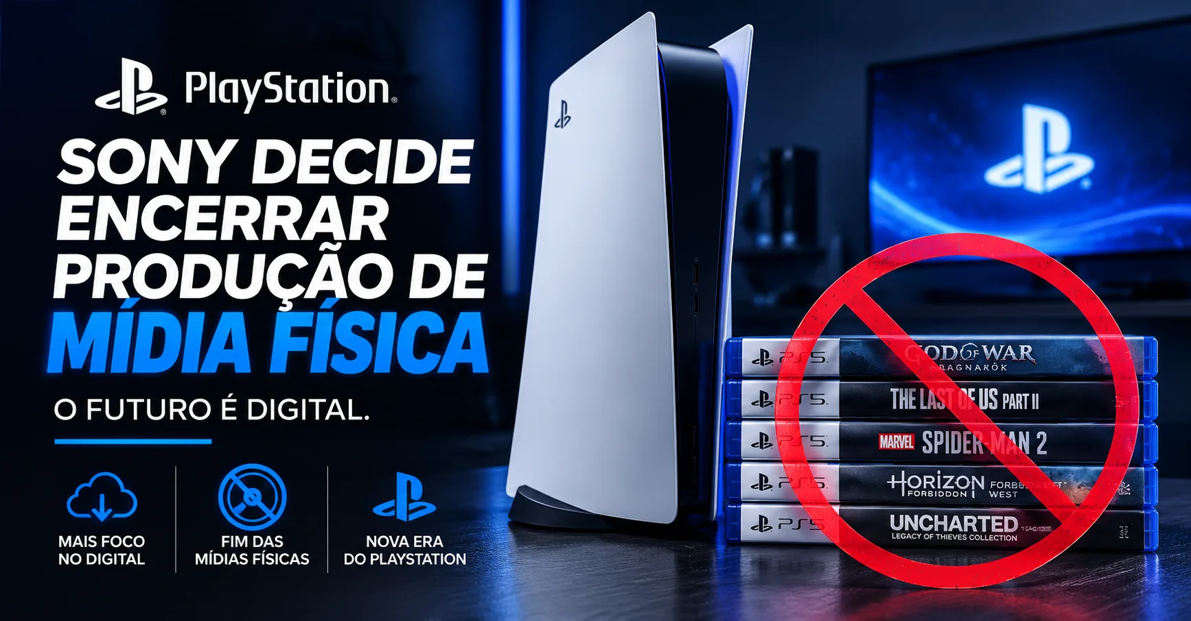 Sony confirma fim dos jogos em mídia física no PlayStation a partir de 2028